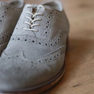 Ben Sherman Grey Suede Oxford Wingtips